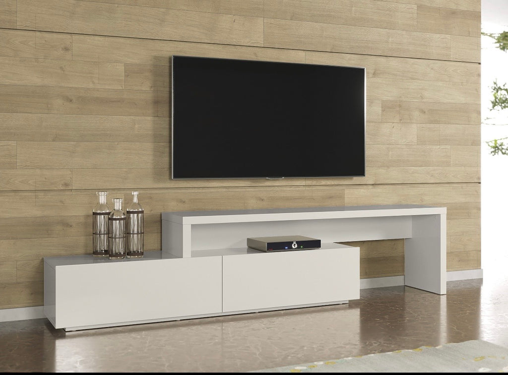 Meuble TV ASTON extensible blanc – Style contemporain