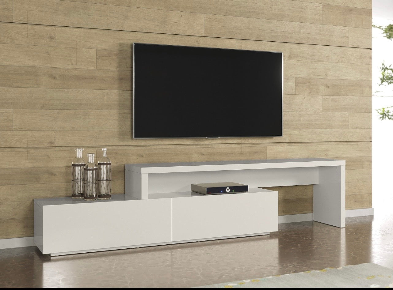 Meuble TV ASTON extensible blanc – Style contemporain
